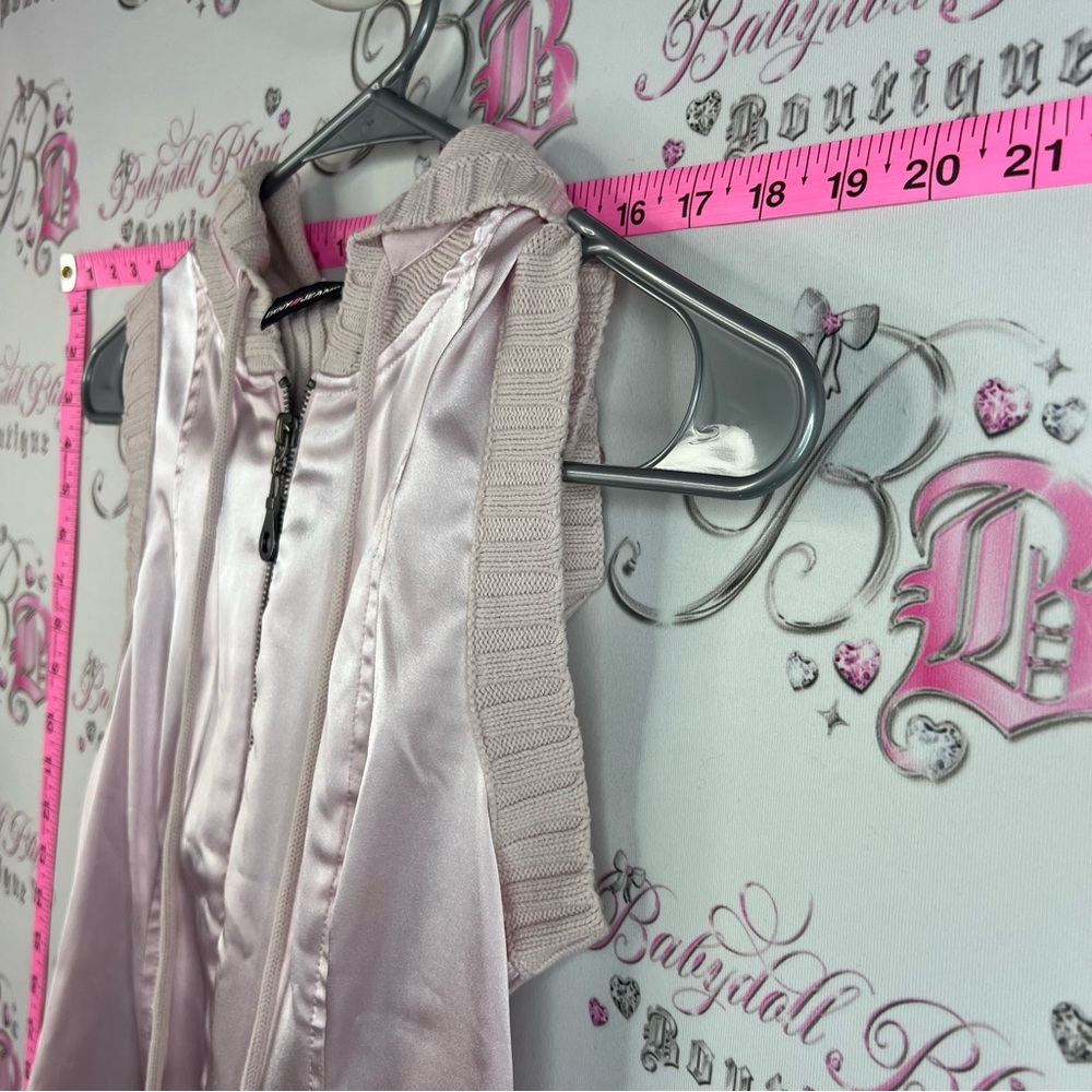 DKNY vest zip up shiny light pink y2k rare Satin Pink Sleeveless Zip Front Vest - Picture 5 of 11